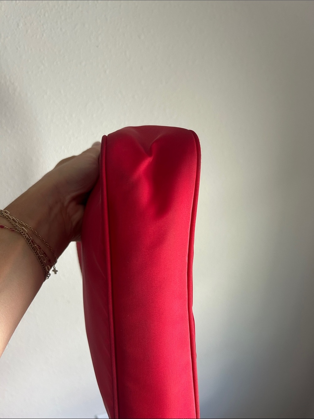 Prada Red Nylon Shoulder Bag with Logo Tag - Picture 6 of 12